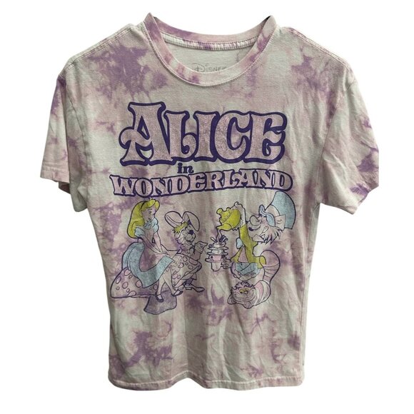 Disney Alice In Wonderland Tie-Dye Graphic T-Shirt Purple Pink Cotton Sz XS - Picture 1 of 8